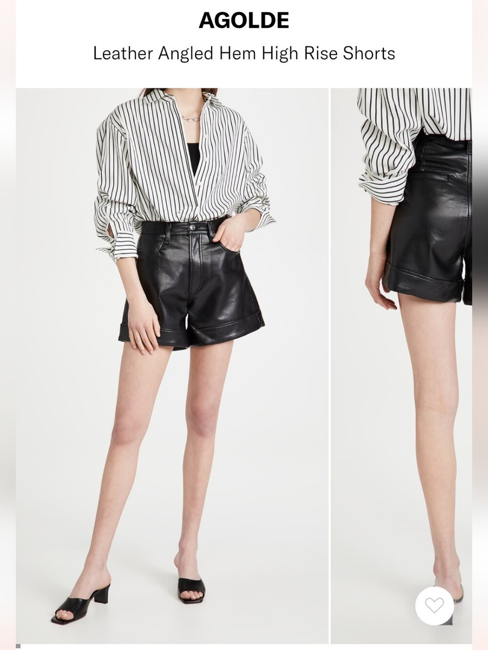 Agolde Black Recycled Leather Shorts